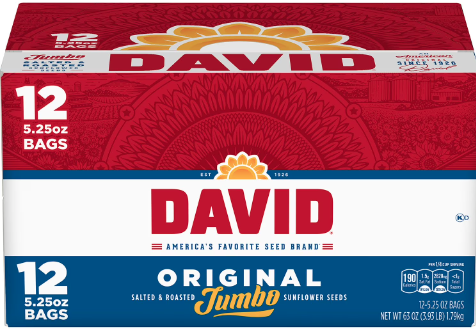 David Jumbo Sunflower Seeds 5.25 oz 12 pk